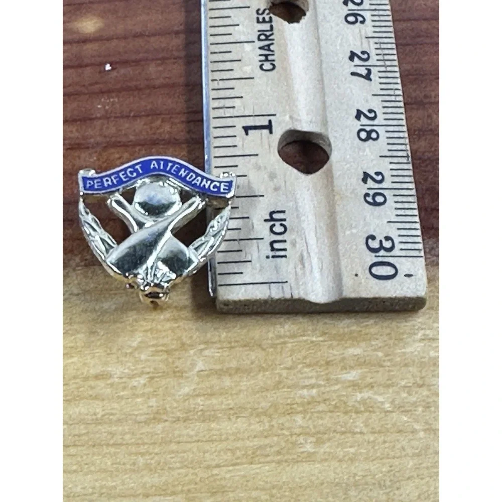 Cool Vintage Perfect Attendance Bowling Bowler Award Lapel Pin Pinback‎